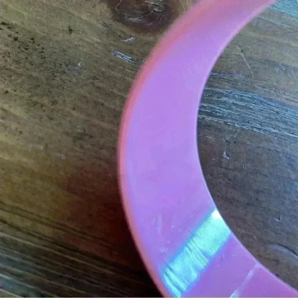 Vintage Chunky Pink Double Sided Flower Print Bangle Bracelet - Picture 5 of 6